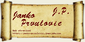 Janko Prvulović vizit kartica